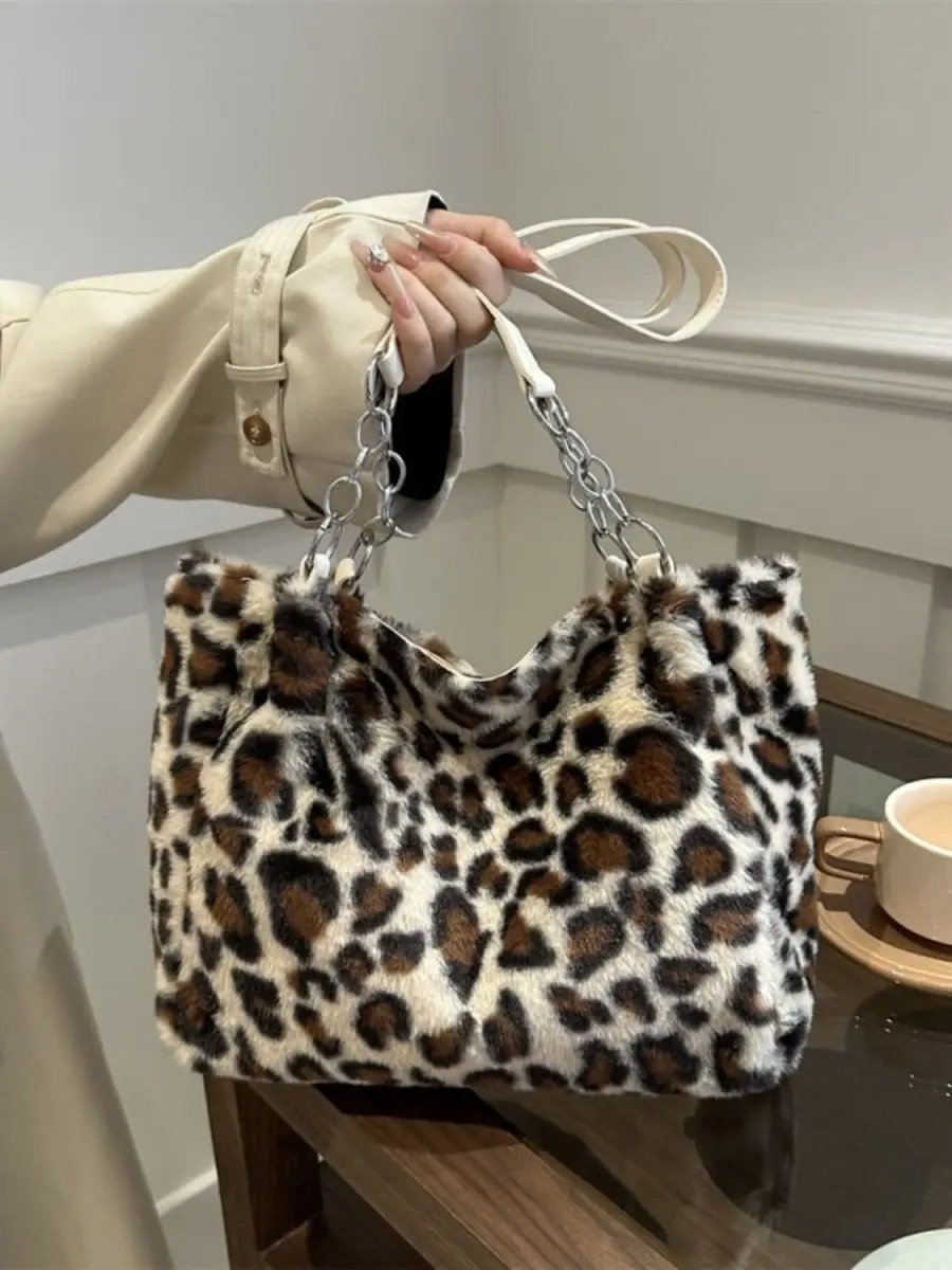 Faux Fur Leopard Shoulder Bag - Love Salve